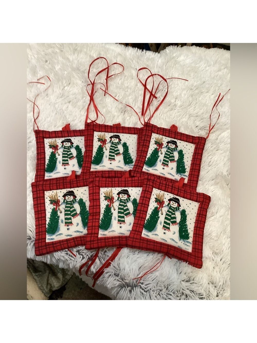 Unbranded snowman pit holders set of 6 with strings to make a hanging display